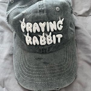 Praying rabbit gray hat